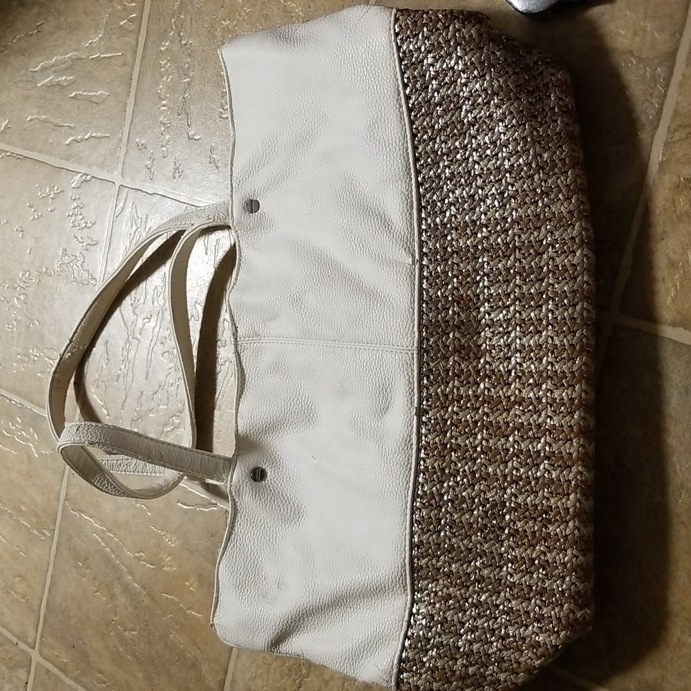 White Faux Leather Deux Lux Tote